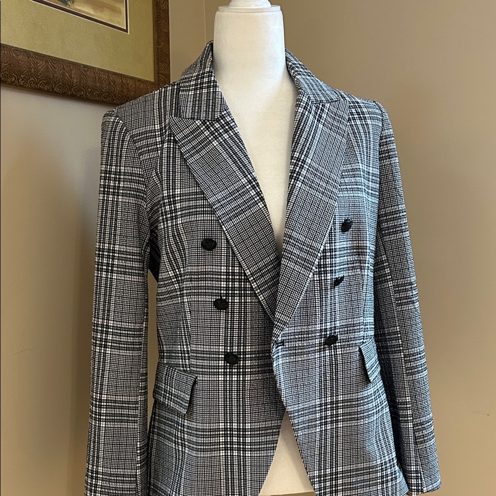 Maison d’Amelie Paris Seersucker Women's Black and White Plaid Blazer